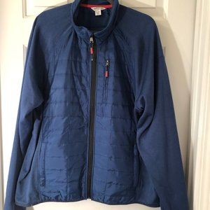Orvis  Men Mixed Media Stretch Quilted Full Zip  Blue Size XXL Jacket Long Sleev